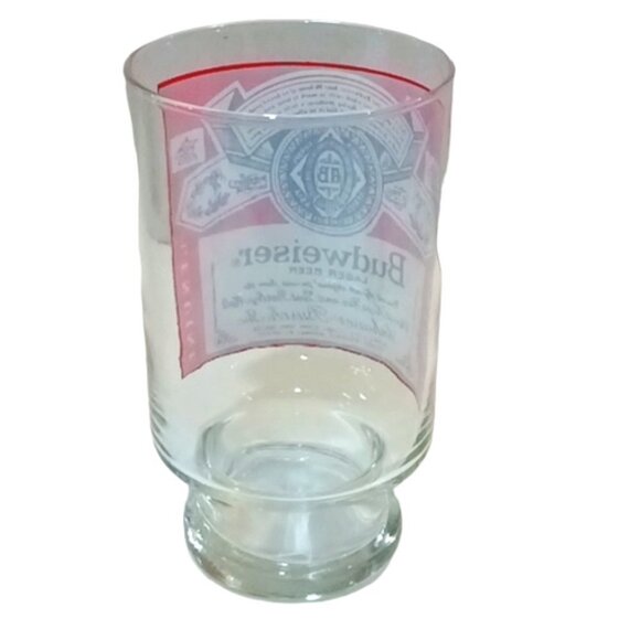 Vintage Budweiser Lager Beer Advertising Footed Glass 7" Tall 28oz Capacity - Picture 2 of 5